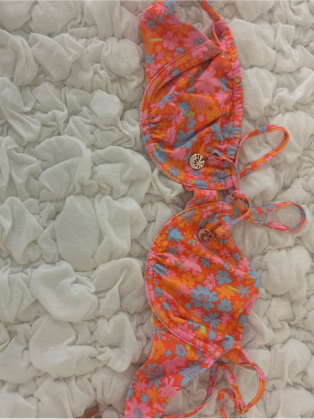 Kulani Kinis Pink & Orange Floral Girls Bikini Top